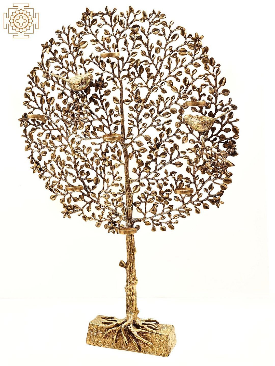 Tree with Candle Holder Gold Brass Metallic Living Room Hand Made Extra Large Showpiece - 3.5 Inches - Image 2