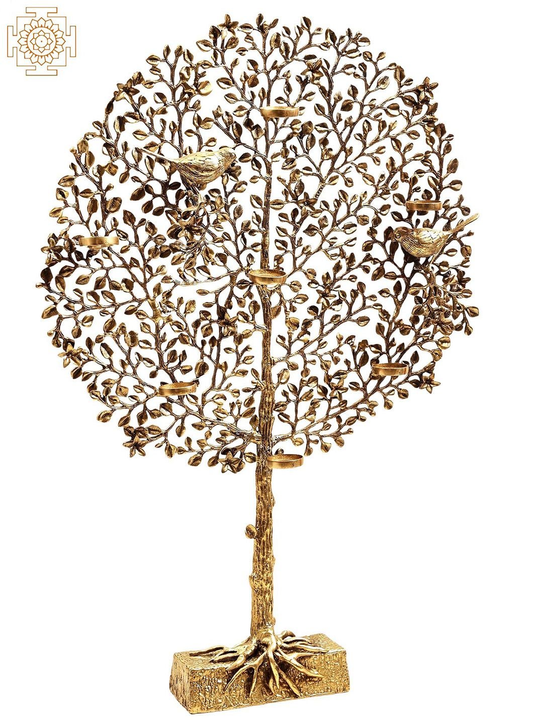 Tree with Candle Holder Gold Brass Metallic Living Room Hand Made Extra Large Showpiece - 3.5 Inches - Image 4