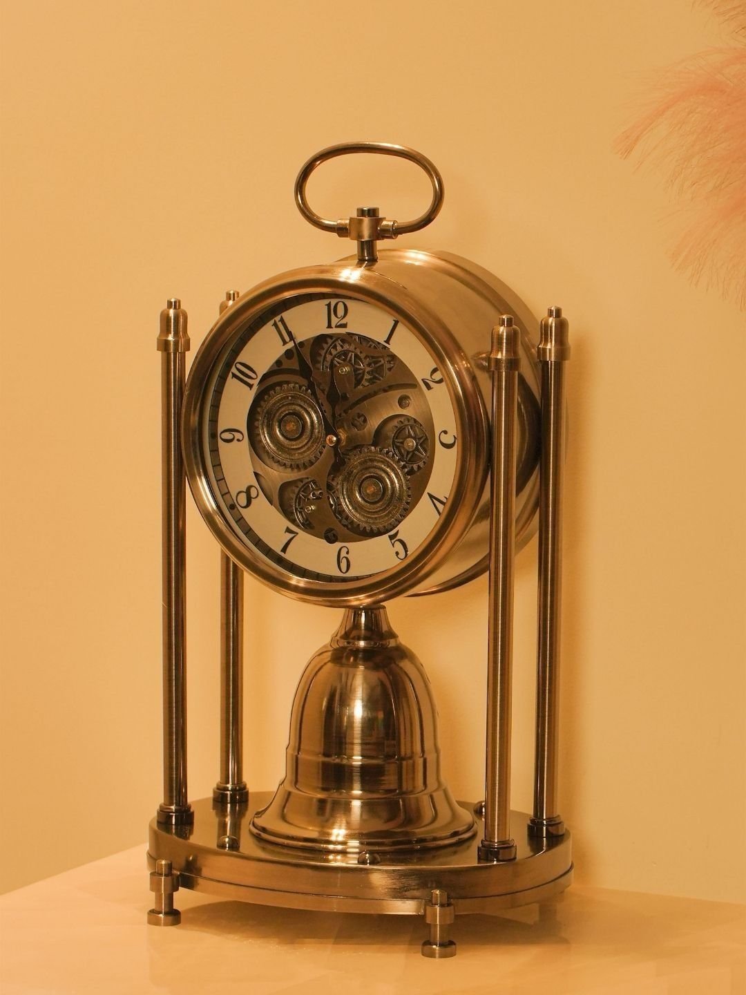 ELARE Silver-Toned & Grey Table Clock