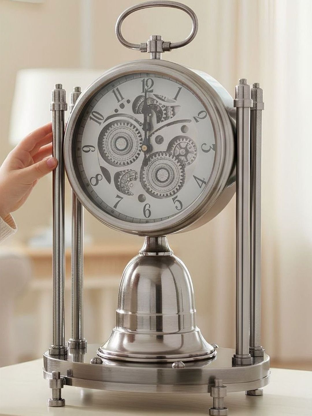 ELARE Silver-Toned & Grey Table Clock - Image 2