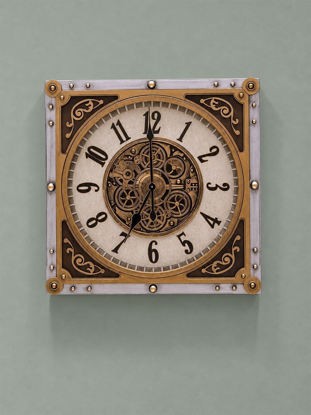 ELARE ELARE Brown & Gold-Toned Textured Wall Clock