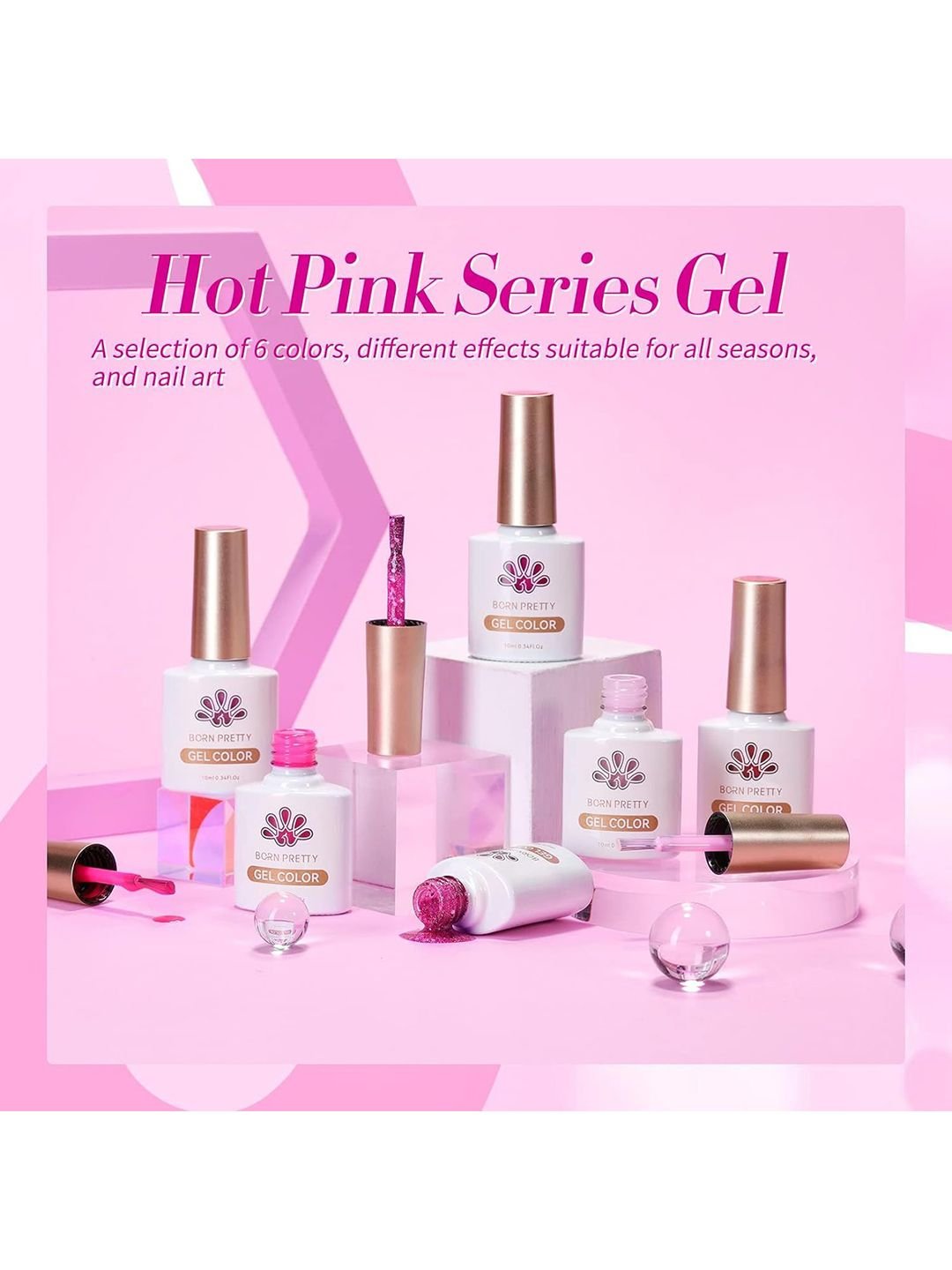 BORN PRETTY Set Of 6 All Shine On Me Gel Nail Polish - 10 ml Each - HP01-HP06 - Image 4