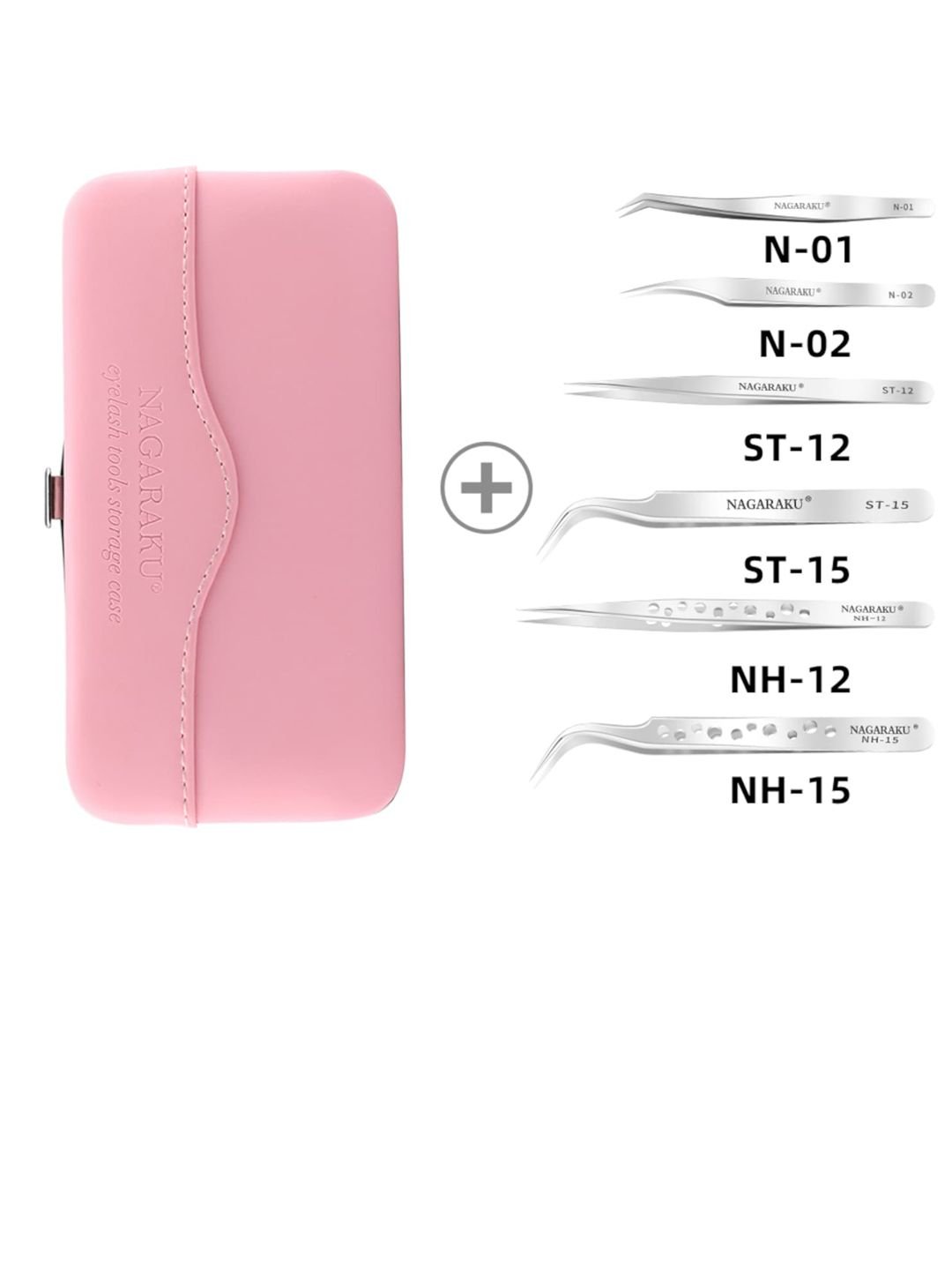 NAGARAKU Set of 6 Silver-Toned Stainless Steel Eyelash Extension Tweezers - Image 4