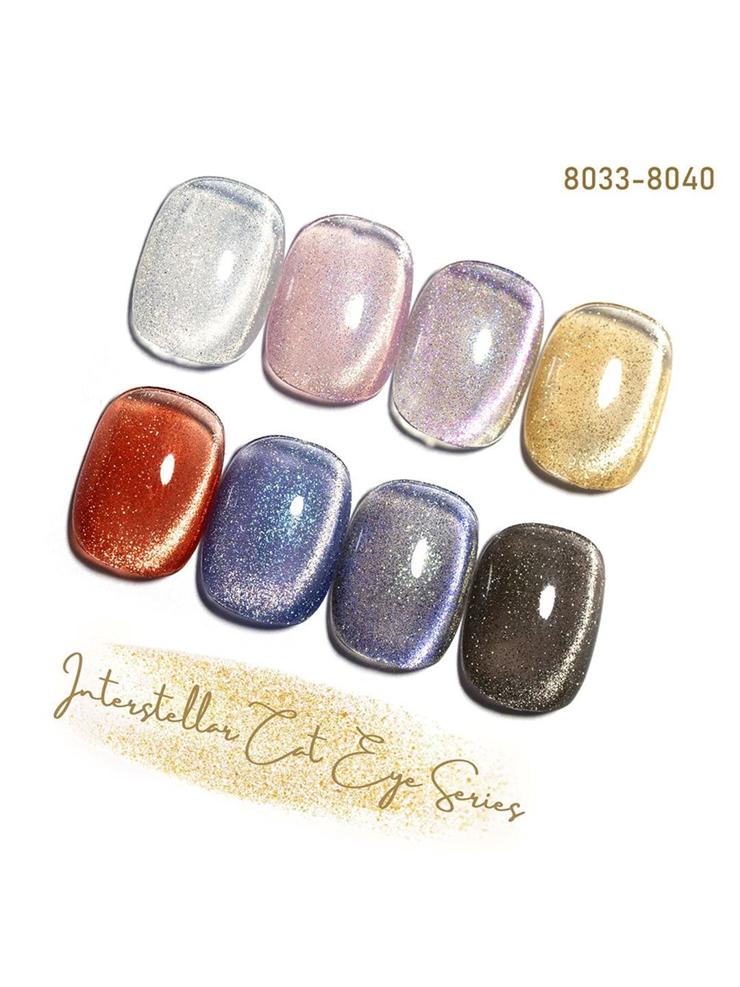 CANNI Set Of 8 Hema Free Gel Polish-9ml Each-Interstellar Cat Eye - Image 3
