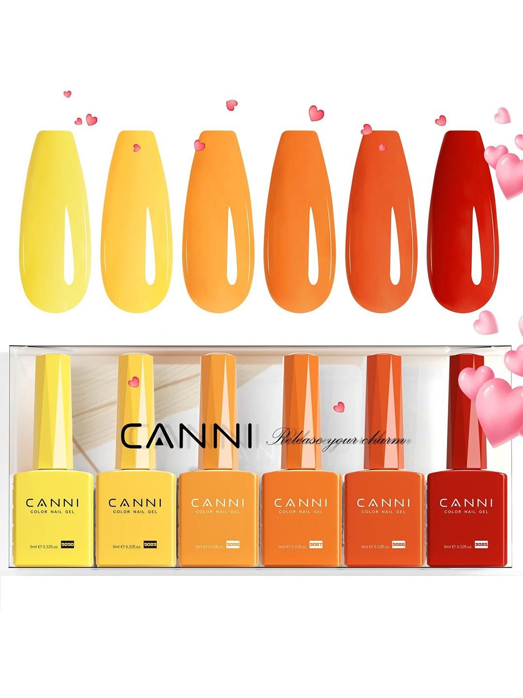 CANNI Hema Free Set Of 6 UV Soak Off Gel Nail Polish - 9ml Each - 2312