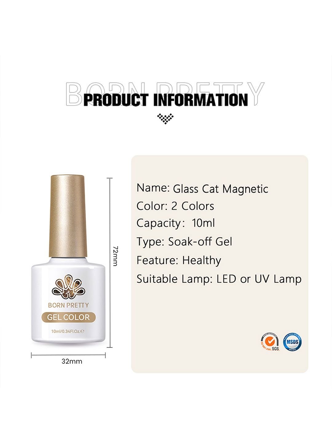 BORN PRETTY Glass Cat Magnetic Gel Polish - 10 ml - Crow-MY49 - Image 4