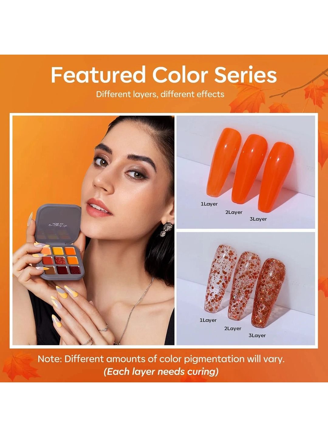 Modelones 9 Shades Color Cube Solid Cream UV Gel Nail Polish Palette 9g - Maple Leaf - Image 4