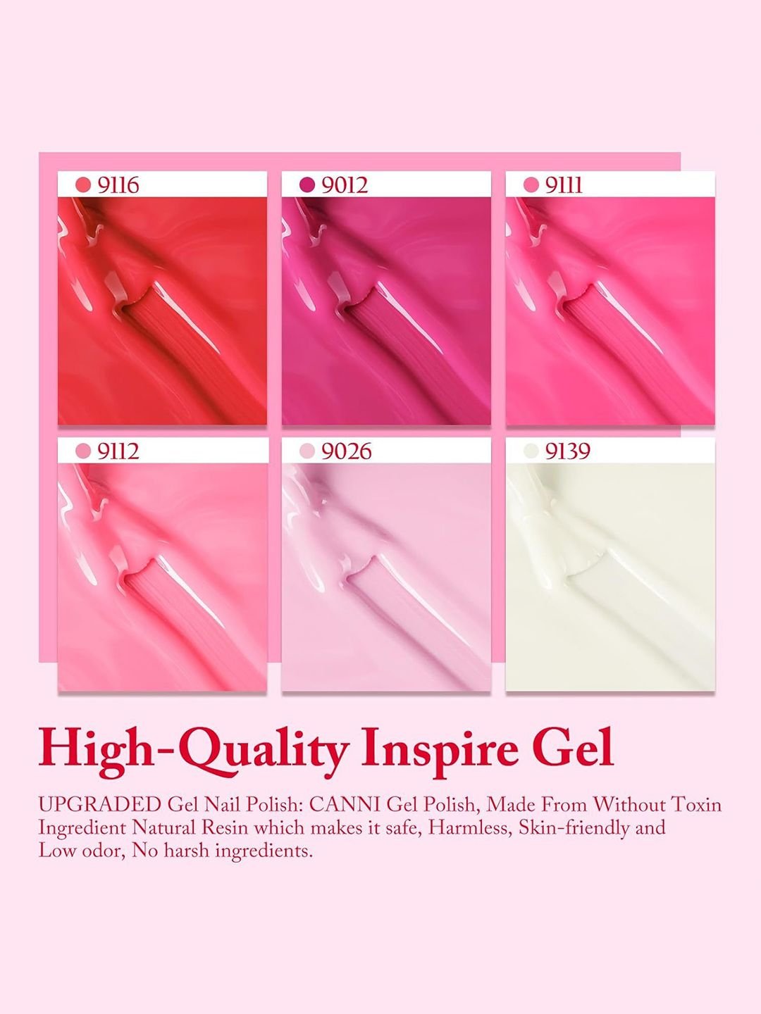 CANNI Set Of 6 Color Nail Gel Polish- 9 ml Each- Shade - 2325 - Image 3