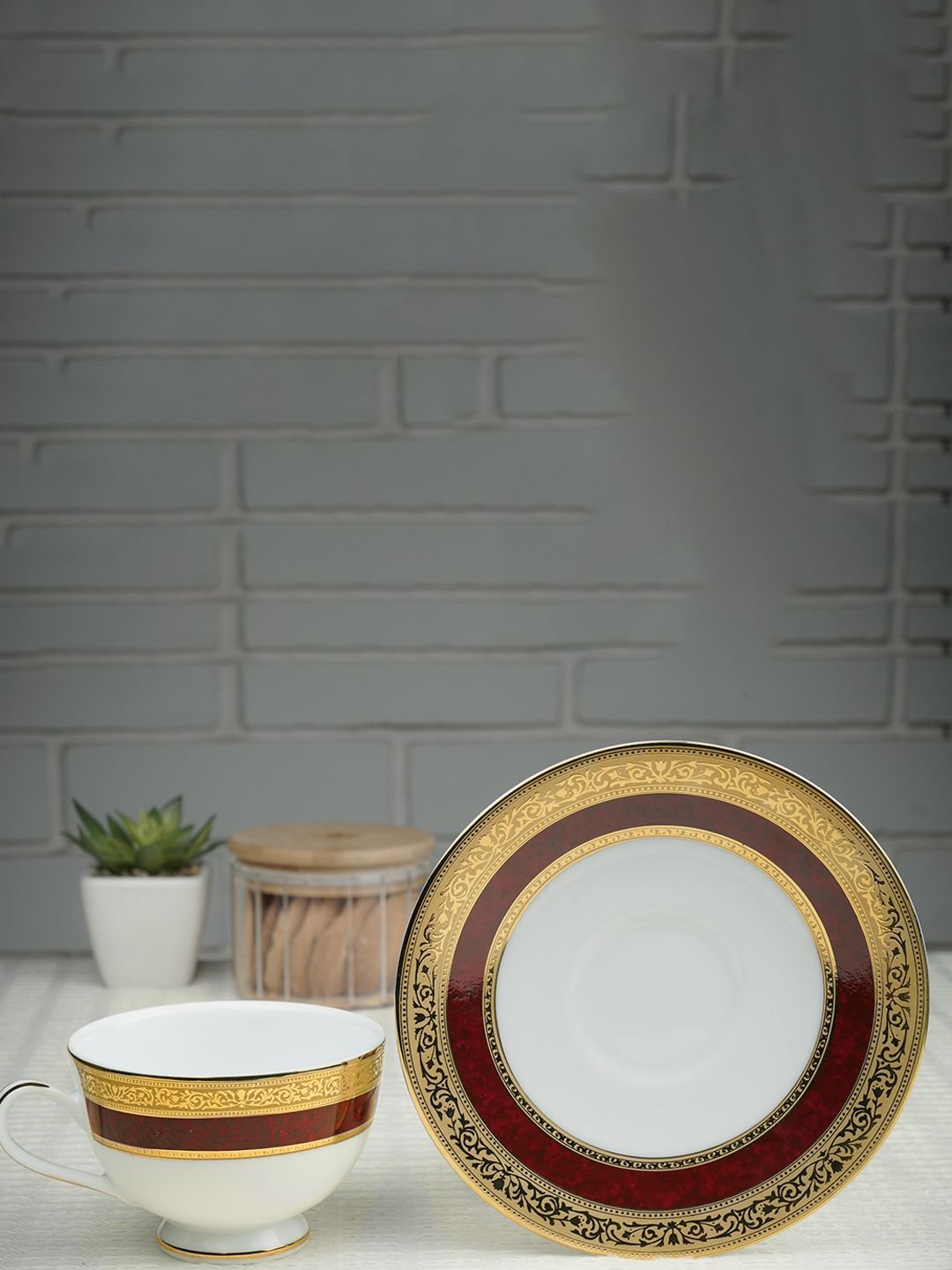 Dankotuwa 1st Valentines Day I LOVE U White Ethnic Motifs Porcelain Microwave Safe 12 Piece Cups-230ml - Image 2
