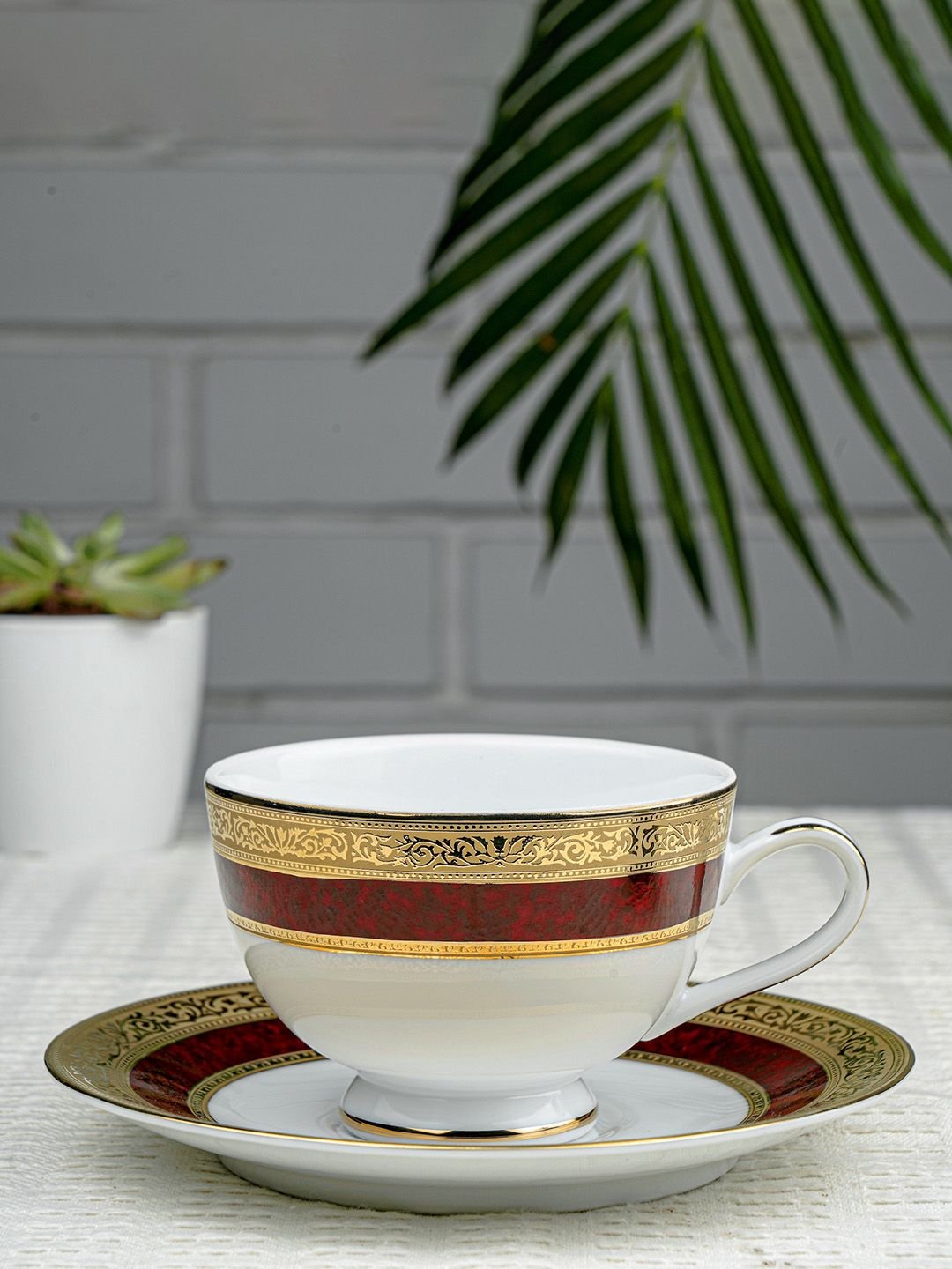 Dankotuwa 1st Valentines Day I LOVE U White Ethnic Motifs Porcelain Microwave Safe 12 Piece Cups-230ml - Image 4
