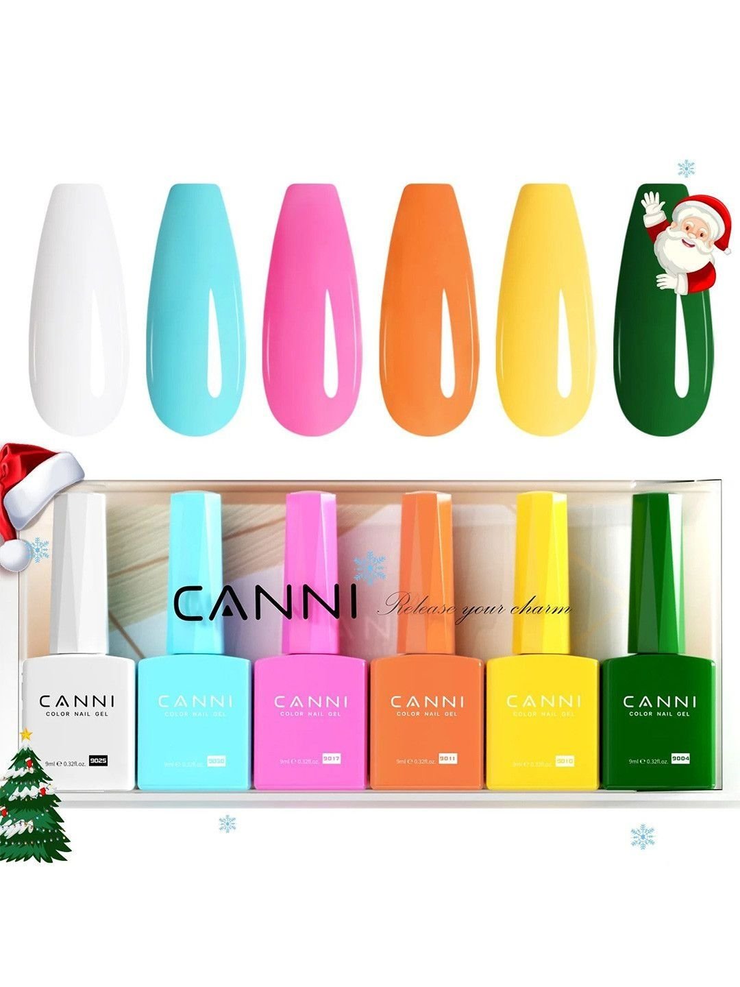 CANNI Set Of 6 UV Soak Off Hema Free Gel Nail Polish 9ml Each - Image 2