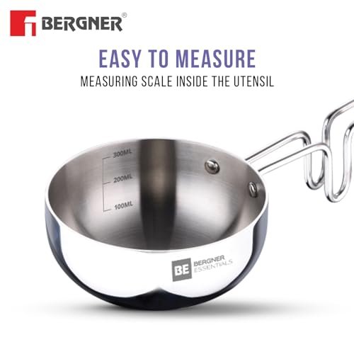 Bergner BE Essentials TriPro Tri-Ply 7 Pcs Cookware Set of Rice Handi 24cm (5.5 L) with Lid, Biryani Handi 28cm (6.4 L) with Lid, Sautepan 22cm (2 L), Coffee Warmer 12cm (800ml), Tadkapan 10cm (300ml) - Image 3