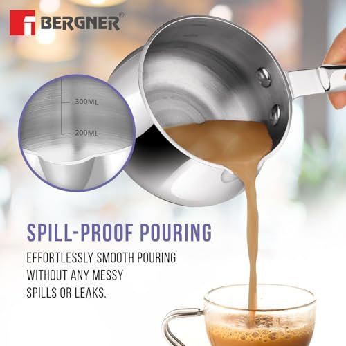 Bergner BE Essentials TriPro Tri-Ply 7 Pcs Cookware Set of Rice Handi 24cm (5.5 L) with Lid, Biryani Handi 28cm (6.4 L) with Lid, Sautepan 22cm (2 L), Coffee Warmer 12cm (800ml), Tadkapan 10cm (300ml) - Image 4