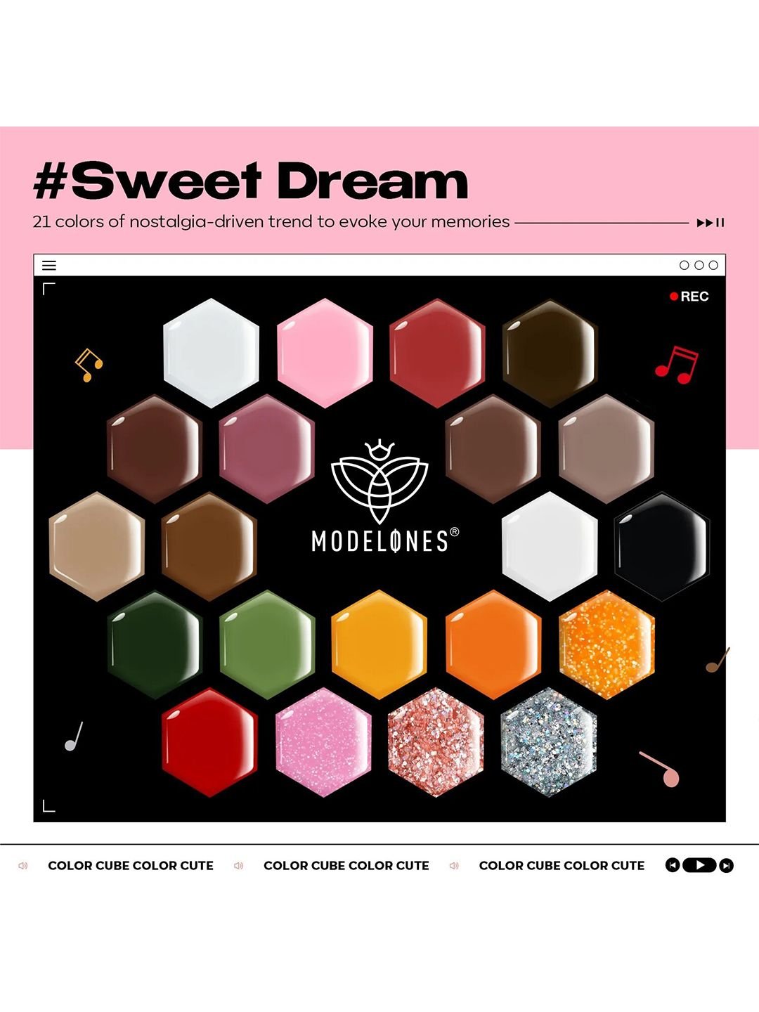 Modelones Women 21 Colors Vinyl Record Solid Cream Gel Polish Palette - Image 2