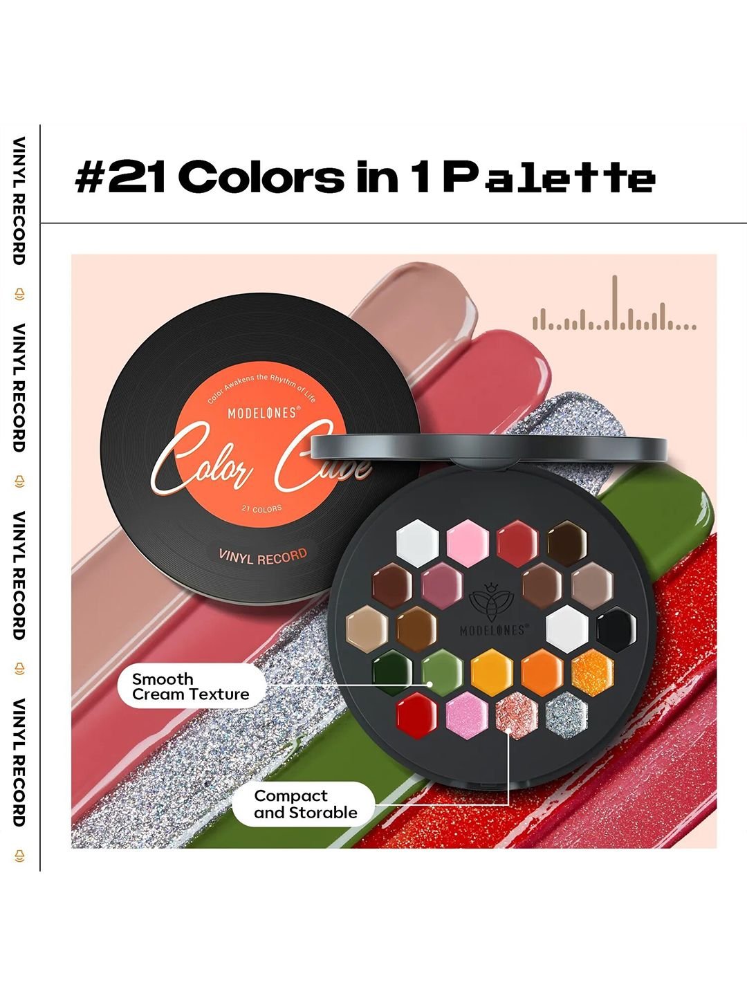 Modelones Women 21 Colors Vinyl Record Solid Cream Gel Polish Palette - Image 3