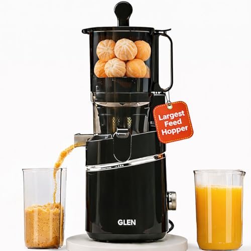 Glen Cold Press Juicer For Home With 130mm Largest Feed for Whole Fruits, Vegetables & Nut Milk | Slow & High Yield Juicer Machine | Easy to Clean & Assemble | Anti-Drip Lever | Auto Reverse Function