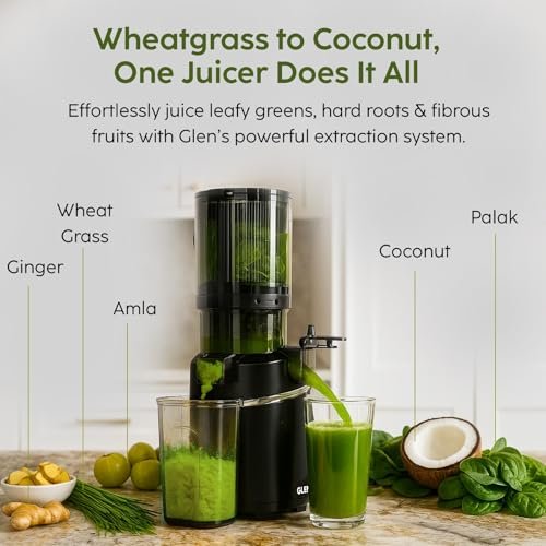 Glen Cold Press Juicer For Home With 130mm Largest Feed for Whole Fruits, Vegetables & Nut Milk | Slow & High Yield Juicer Machine | Easy to Clean & Assemble | Anti-Drip Lever | Auto Reverse Function - Image 4