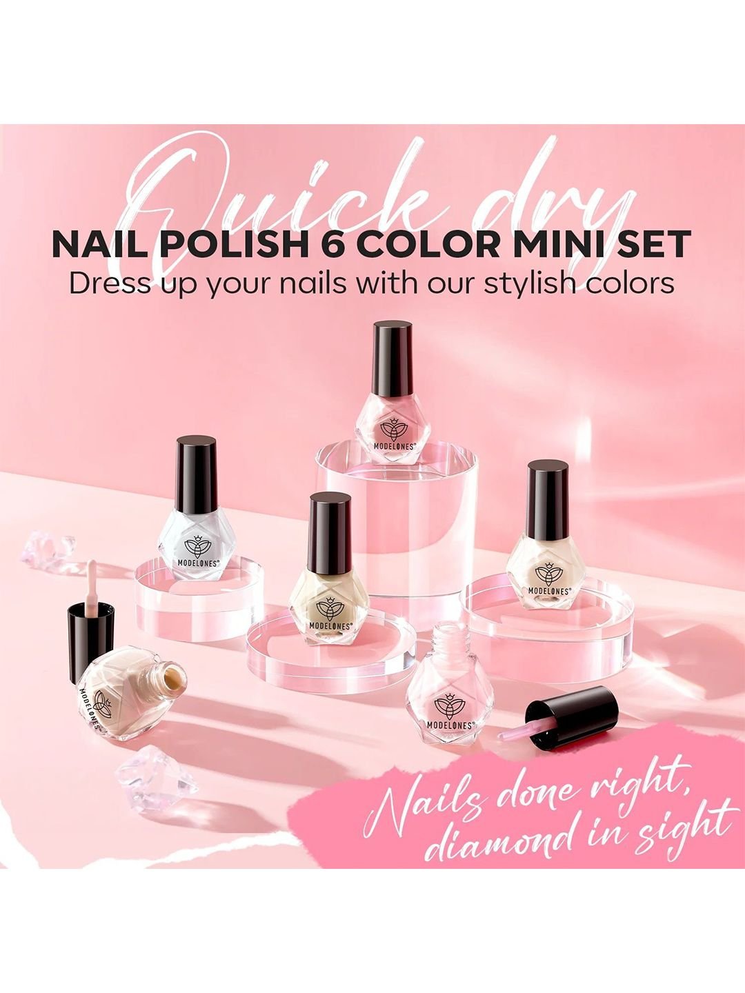 Modelones Set Of 6 Bridal Nail Art Nail Polish - 5 ml Each - Sheer Jelly - Image 2