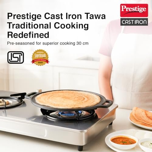 Prestige 30 cm Cast Iron Dosa Tawa|Super Durable(Lasts for Generation)|Retains Heat for Long|10 Years Warranty - Image 2