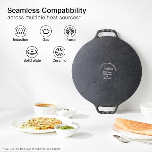 Prestige 30 cm Cast Iron Dosa Tawa|Super Durable(Lasts for Generation)|Retains Heat for Long|10 Years Warranty - Image 4