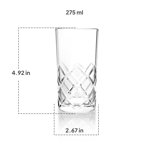 CELLO Old Fashioned Hi-Ball Glass Set of 6 Pcs 275ml, Transparent | Freezer & Fridge Safe, Leadfree Dishwasher Safe Toughened Crystal Clear Glasses Set for Drinking Water Juice Milk Cocktail Mocktail - Image 4