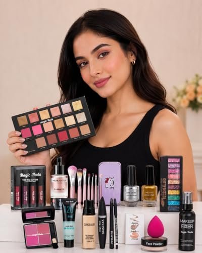 Magic Huda HD Professional Makeup Combo Kit For Women & Girls All Products In 1, Box For girls and women Waterproof Bridal Makeup kit (Set of 18). - Image 3