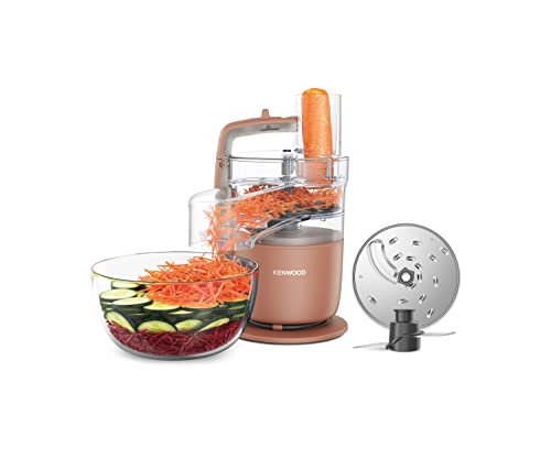Kenwood MultiPro Go FDP22.​130RD, Food Processor, Cutlets, Slices, Grills, Purees and Purees, 360° Express Service, 1.3L Bowl, Dough Knives, 4 mm Disc, 650 W, Clay Red