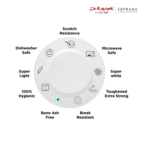 La Opala, Sovrana Collection, Opal Glass Traditional Dinner Set 62 Pcs, Moroccan Gold, White - Image 4