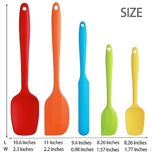 Silicone Spatula, 5 PCS High Heat Resistant Non-Stick Rubber Spatulas Set, Food Grade Baking Spatulas Kitchen Utensils for Baking, Cooking and Mixing - Image 3