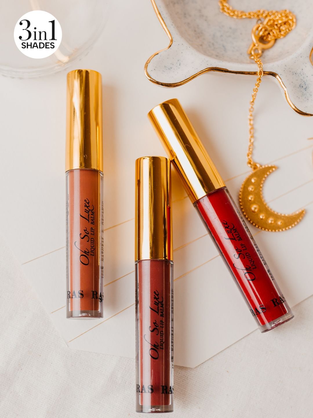 RAS LUXURY OILS RAS LUXURY OILS Oh-So-Luxe Originals Tinted Liquid Lip Balm Trio Set - 3.2 ml each