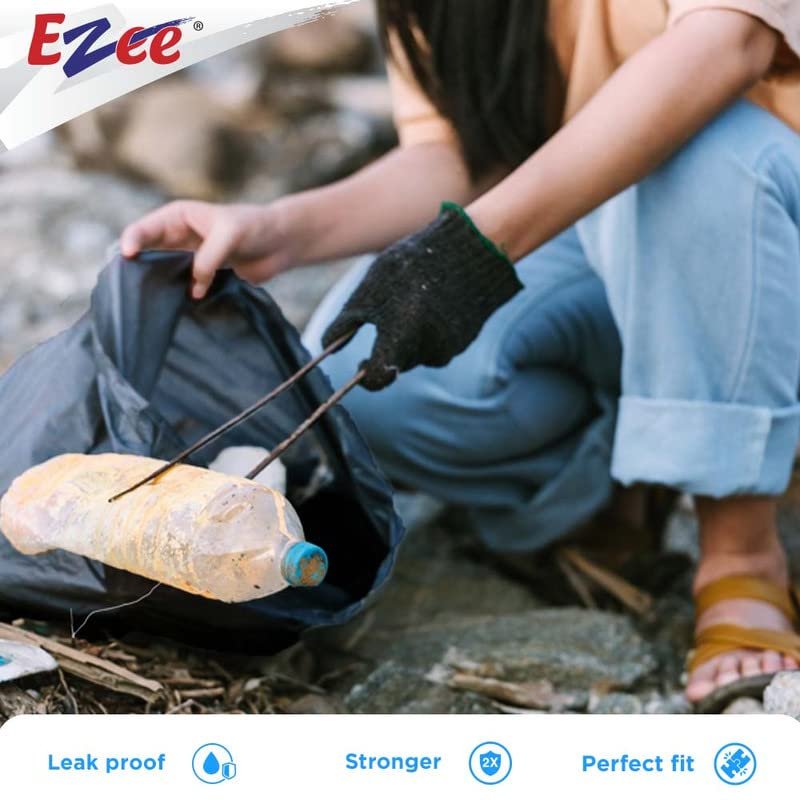 Ezee Live Life Ezee Way Black Garbage Bags for Dustbin|90 Pcs|Medium 19 X 21 Inches|30 Pcs X Pack of 3, 3 count - Image 4