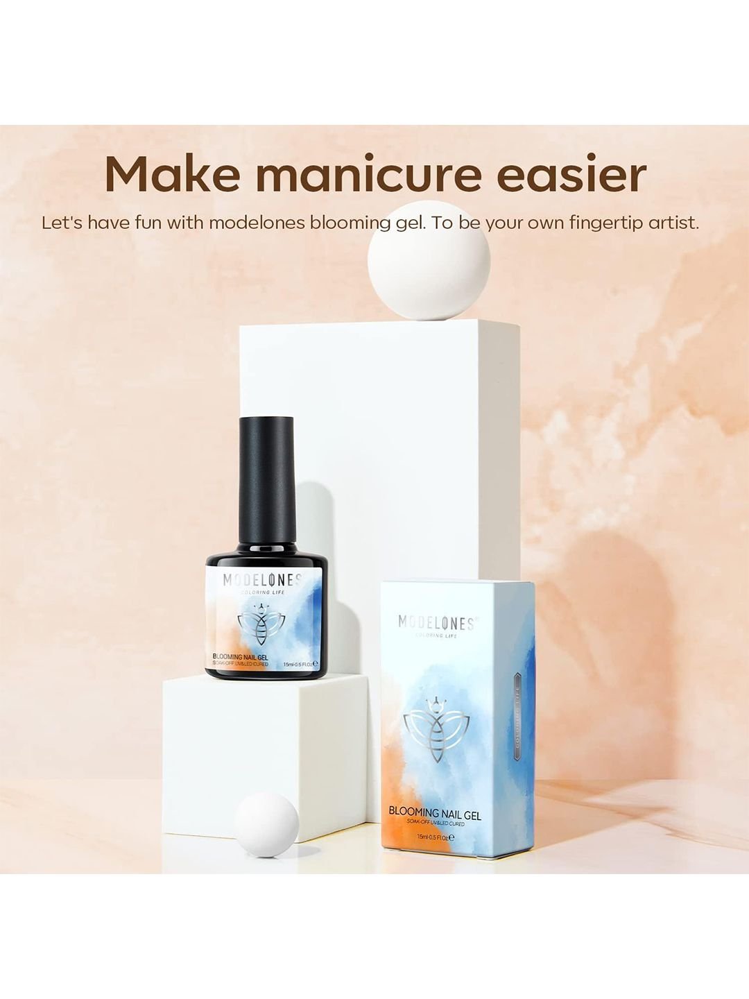Modelones UV/LED Blooming Gel Nail Polish - 15 ml - Clear Marble - Image 3