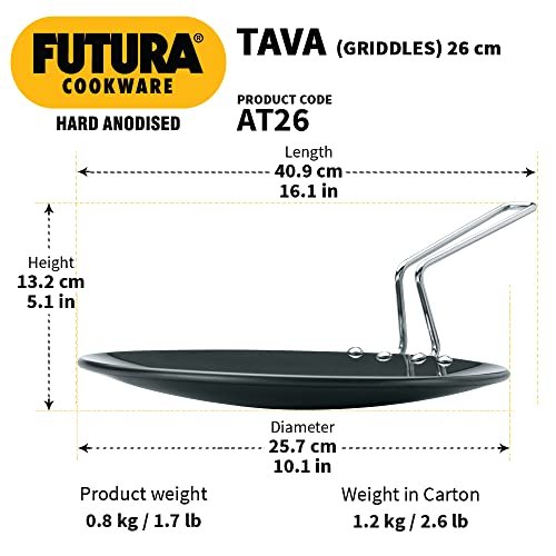 Hawkins Futura Hard Anodised Tava 26 cm, 4.88 mm - Image 3