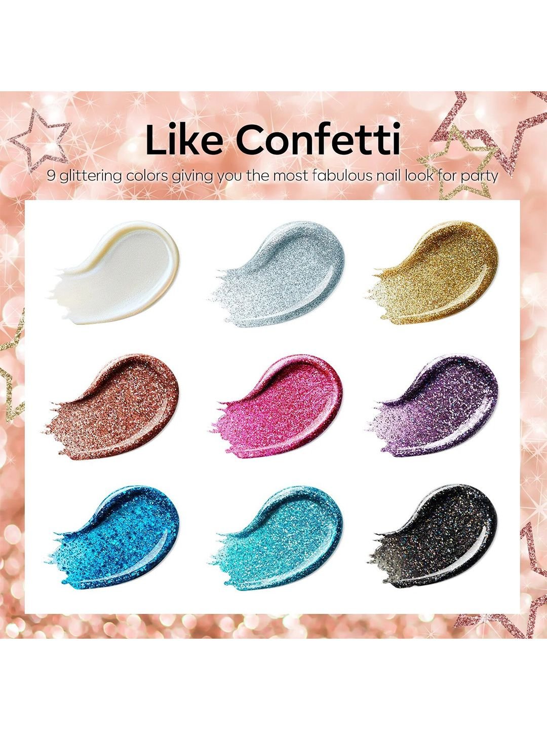 Modelones Colour Cube 9 In 1 Gel Nail Polish Palette with Brush 9g - Like Confetti 59A - Image 2