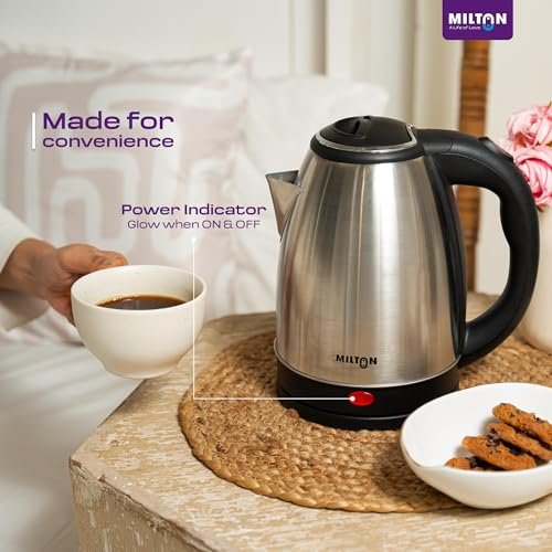 Milton Rapid Electric Kettle 1.8L | 1500 Watts | Stainless Steel Hot Water portable Electric Kettle for Home, Office | Auto Shut-Off with Wide Mouth | Cool-touch Handle and Single-Touch Lid Lock - Image 3