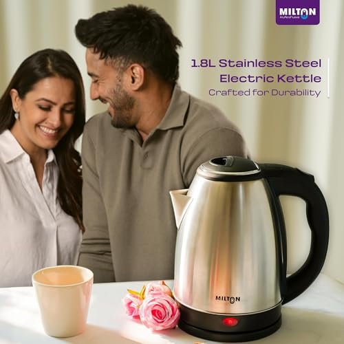 Milton Rapid Electric Kettle 1.8L | 1500 Watts | Stainless Steel Hot Water portable Electric Kettle for Home, Office | Auto Shut-Off with Wide Mouth | Cool-touch Handle and Single-Touch Lid Lock - Image 4
