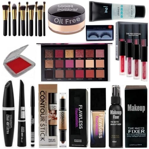 Bridal Makeup Kit Combo, Set of 13 | Bridal Makeup Kit Combo: Complete waterproof bridal kit with foundation, eyeshadow, lipstick & more for a full festive look