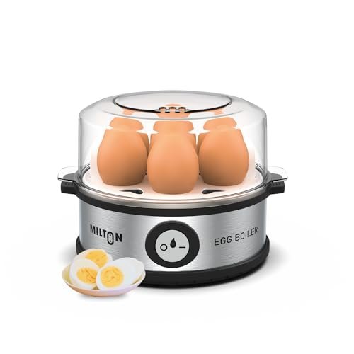 Milton Smart Instant Electric Egg Boiler | Automatic Cut Off | Egg Cooker & Steamer for Boiling Up to 7 Eggs | 3 Boiling Modes | 360 Watt | Stainless Steel Body & Heating Plate |