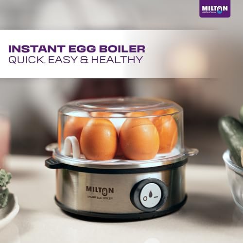 Milton Smart Instant Electric Egg Boiler | Automatic Cut Off | Egg Cooker & Steamer for Boiling Up to 7 Eggs | 3 Boiling Modes | 360 Watt | Stainless Steel Body & Heating Plate | - Image 2