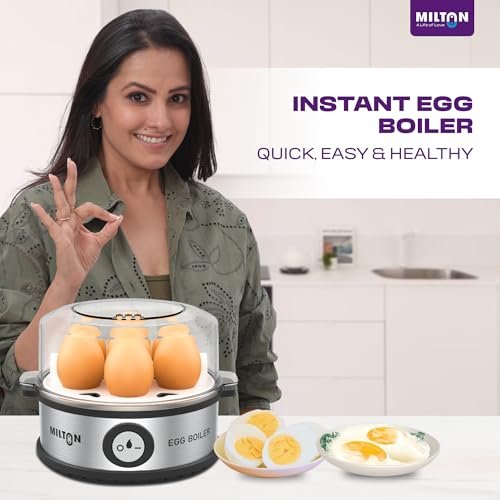 Milton Smart Instant Electric Egg Boiler | Automatic Cut Off | Egg Cooker & Steamer for Boiling Up to 7 Eggs | 3 Boiling Modes | 360 Watt | Stainless Steel Body & Heating Plate | - Image 4