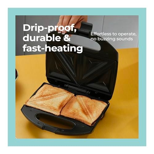 Lifelong 750W 4-Slice Sandwich Maker for Grilling & Toasting | Non-Stick Dual Grill Plates | Quick & Even Heating | Cool Touch Handle with Press Lock | Smart Light Indicator | Easy to Clean (Black) - Image 3
