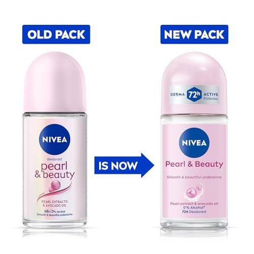 NIVEA Pearl and Beauty 50ml Deo Underarm Roll On | With Pearl Extracts & Avocado Oil | 72 H Long Lasting Floral Scent | 0% Alcohol and Dermat Approved | For Women - Image 2
