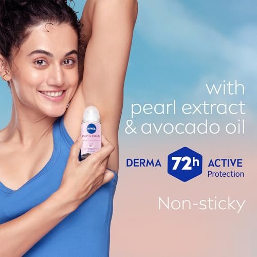 NIVEA Pearl and Beauty 50ml Deo Underarm Roll On | With Pearl Extracts & Avocado Oil | 72 H Long Lasting Floral Scent | 0% Alcohol and Dermat Approved | For Women - Image 4