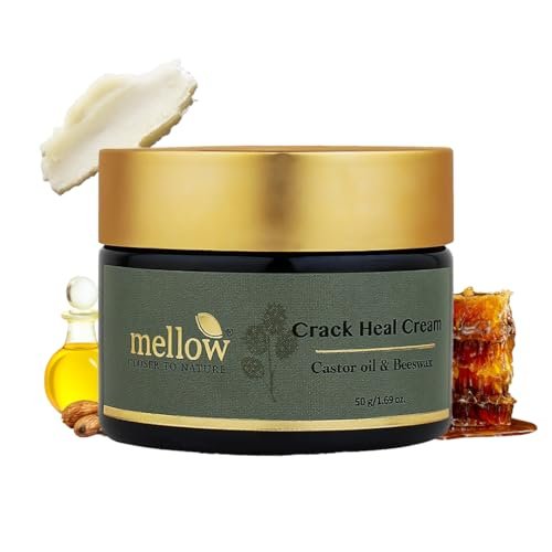 Mellow Herbal Crack Heal Foot Cream | Ayurvedic for Cracked Heels & Dry Skin | Enriched with Beeswax, Sesame Oil & Castor Oil | Deep Nourishment & Fast Healing | Paraben-Free & Ayush Certified | 50g