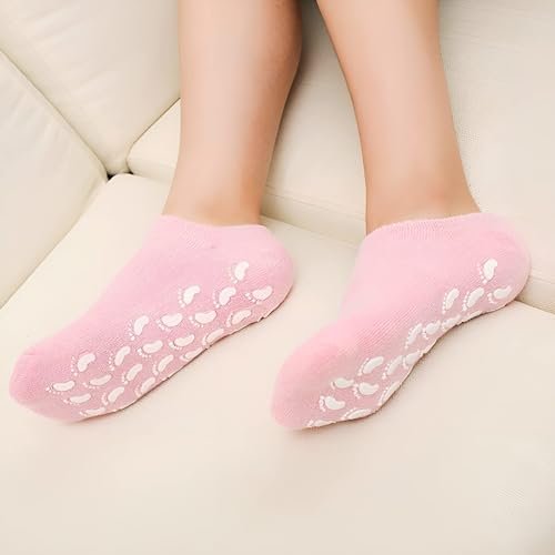 Moisturizing Gel Heel Socks for Cracked Heels, Silicone Spa Socks for Dry Feet Repair, Heel Pain Relief & Foot Care, Reusable Hydrating Socks for Women , Overnight Heel Softening & Repair Treatment Vitamin E (1 PAIR) - Image 3