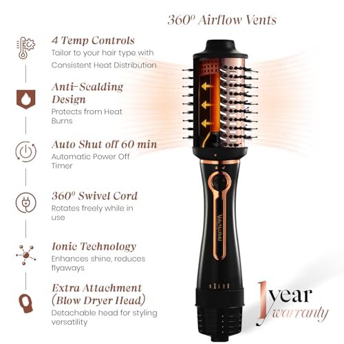 Urban yog MakeMeeBold 3-in-1 Hot Air Brush| 1.5-inch Barrel | Hair Dryer Hair Straightener Volumizer Blow Dryer Styling Tool,1200 Watt | Gifts for Woman, Multicolour - Image 3