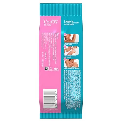 Gillette Venus Simply Venus Pink Hair Removal for Women - 5 razors (B4G1) - Image 3