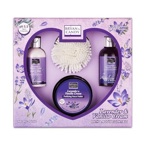 Bryan & Candy Bodycare Heart Collection Gift set for Women 100% Vegan,Ph5.5 Skin Friendly (Lavender Heart Collection)