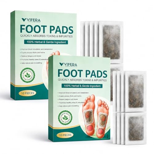 VIFERA Detox Foot Patches for Weight Loss & Toxin Removal | Natural Ginger Herbal Foot Pads for Deep Cleansing & Body Detox | Foot Patch for Pain Relief & Detoxification | Foot Pads for Women & Men (PACK OF 20)