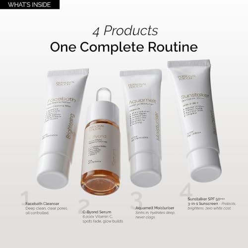 Personal Touch Complete Trial Kit – Brightening Therapy for Oily & Combination Skin | Facebath Cleanser, C Byond Serum, Aquamelt Moisturizer & SPF 50 Sunstalker Sunscreen - Image 3